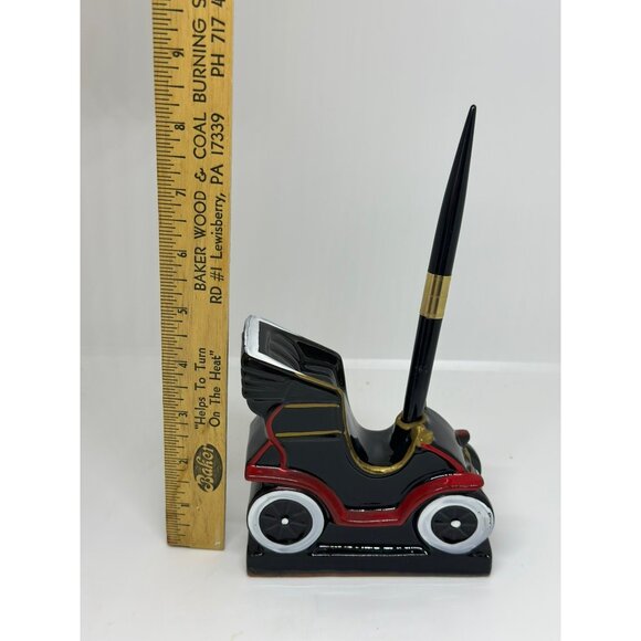 VTG Ford 1901 Model T Pen Holder | Black & Red Ceramic Car w/ Gold Accents 8.75" - Picture 8 of 8